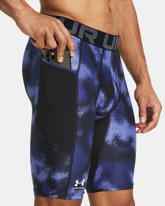 กางเกงขาสั้นแบบยาวพิมพ์ลาย HeatGear® สำหรับผู้ชาย in Purple image number 3